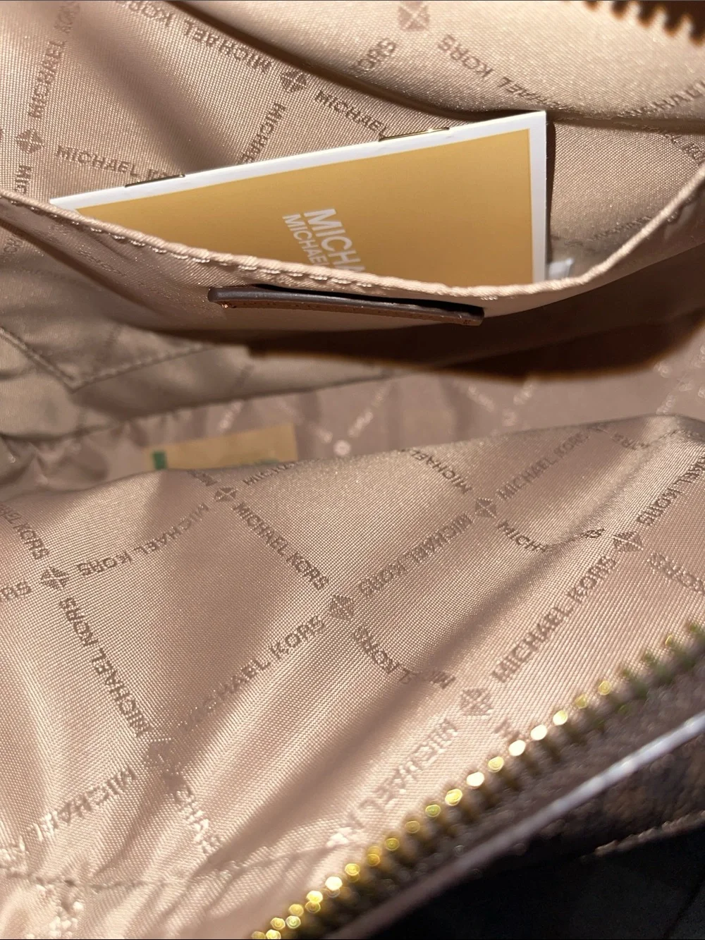 Michael Kors Brown and Tan MK Signature Crossbody Bag